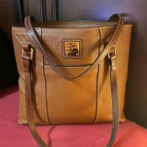 Dooney & Bourke Brown Structured Tote with Gold Accents